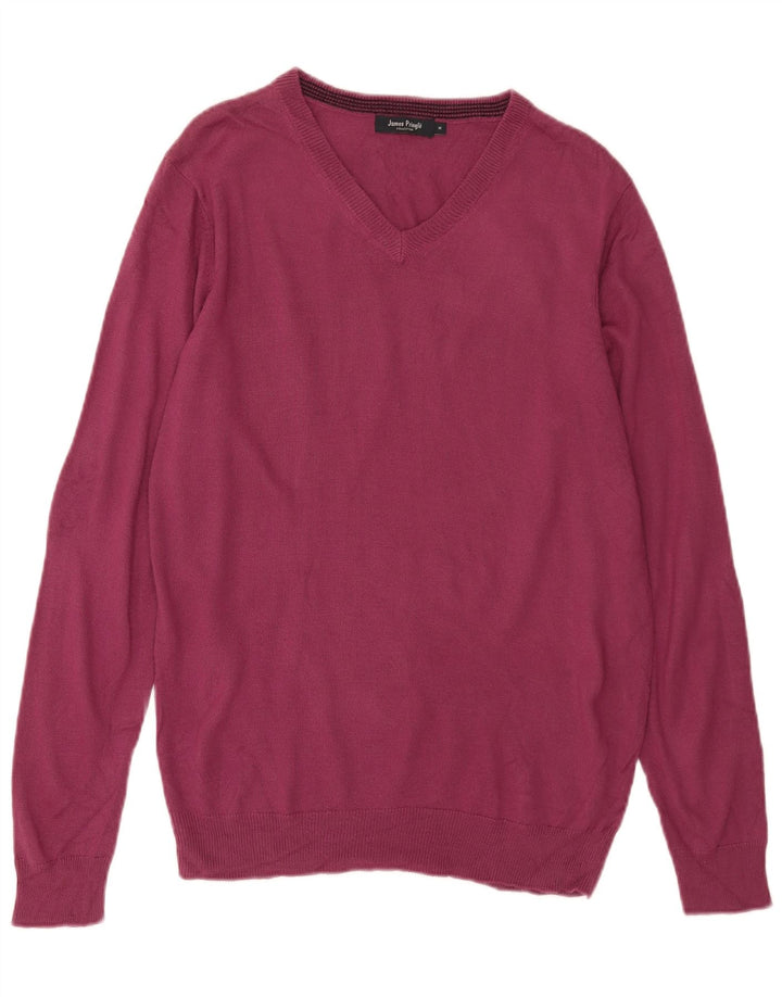 Maglione da uomo con scollo a V James Pringle Acrilico bordeaux medio
