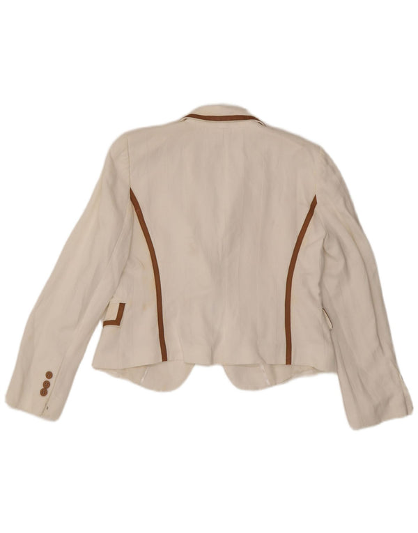 Giacca blazer a 1 bottone da donna Zara UK 16 grande viscosa bianca