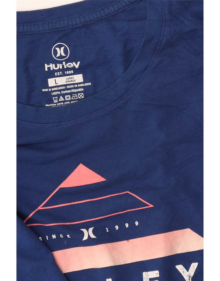 T-shirt grafica da uomo Hurley Top grande in cotone blu