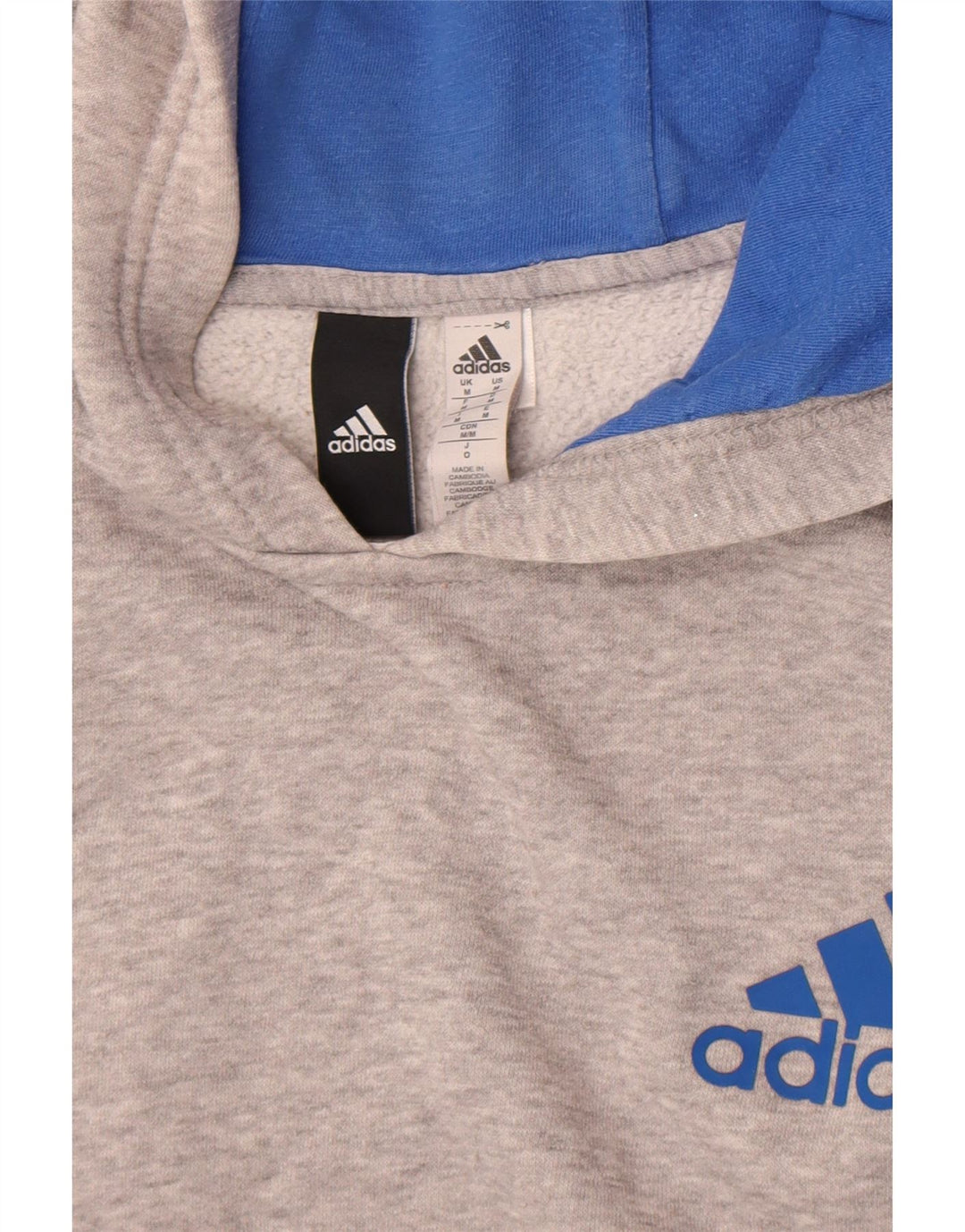 Felpa con cappuccio da uomo Adidas in cotone chiazzato grigio medio
