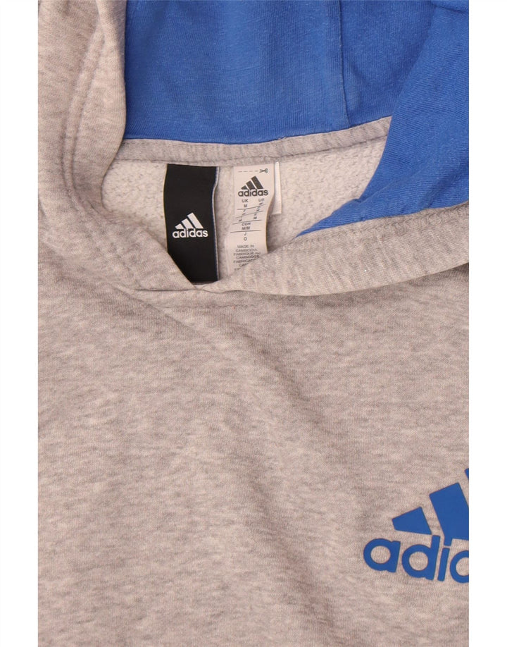 Felpa con cappuccio da uomo Adidas in cotone chiazzato grigio medio