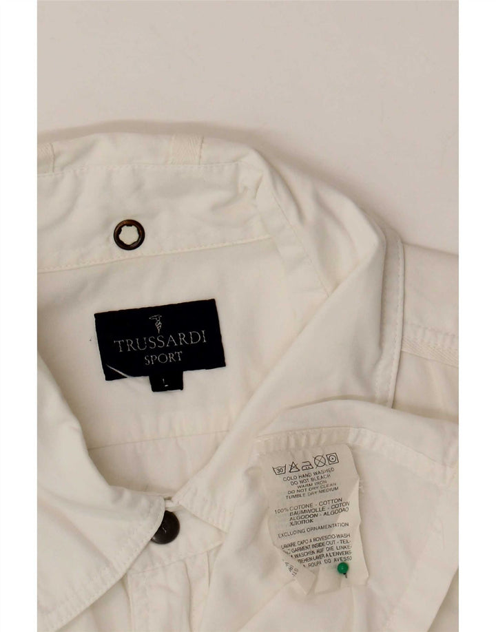 Camicia Trussardi Uomo Manica Corta Large in Cotone Bianco