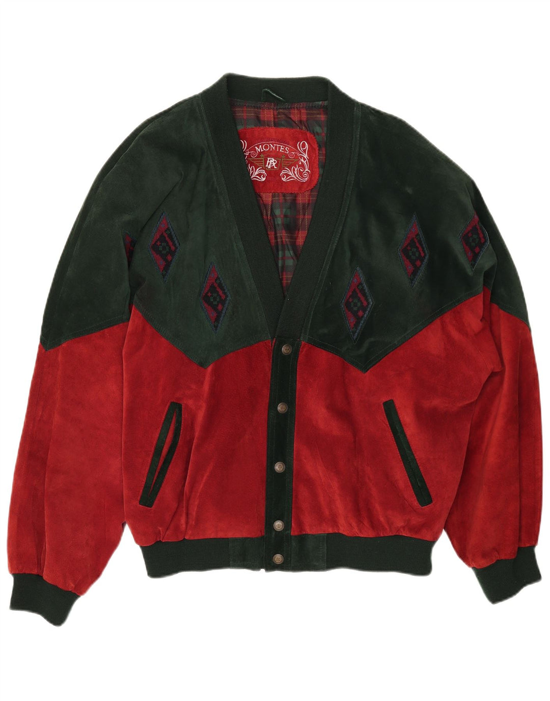 MONTES Giubbotto bomber da uomo IT 54 2XL Poliestere color block rosso