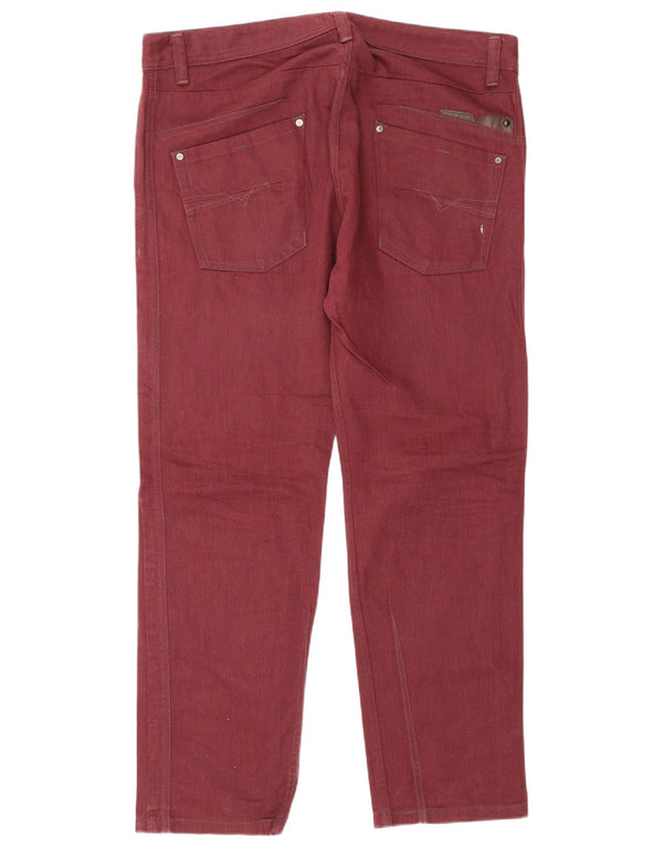 Jeans dritti da uomo Diesel W36 L32 in cotone bordeaux