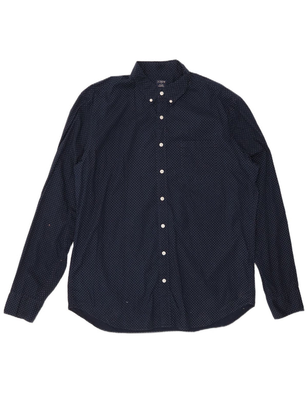 J. CREW Camicia alta da uomo XL Cotone maculato blu navy