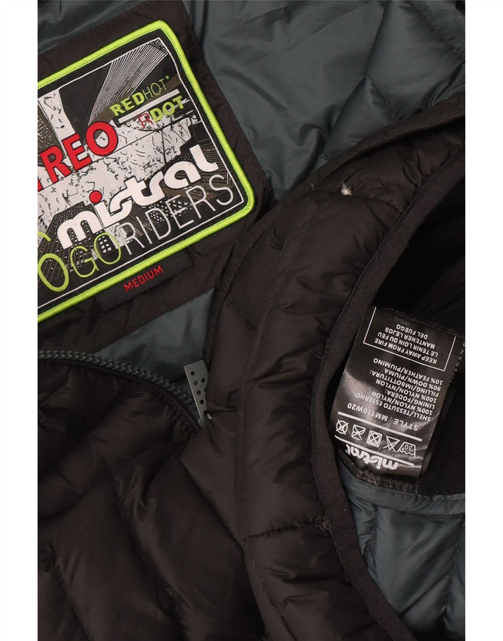 Giacca imbottita con cappuccio da uomo Mistral UK 38 nylon nero medio