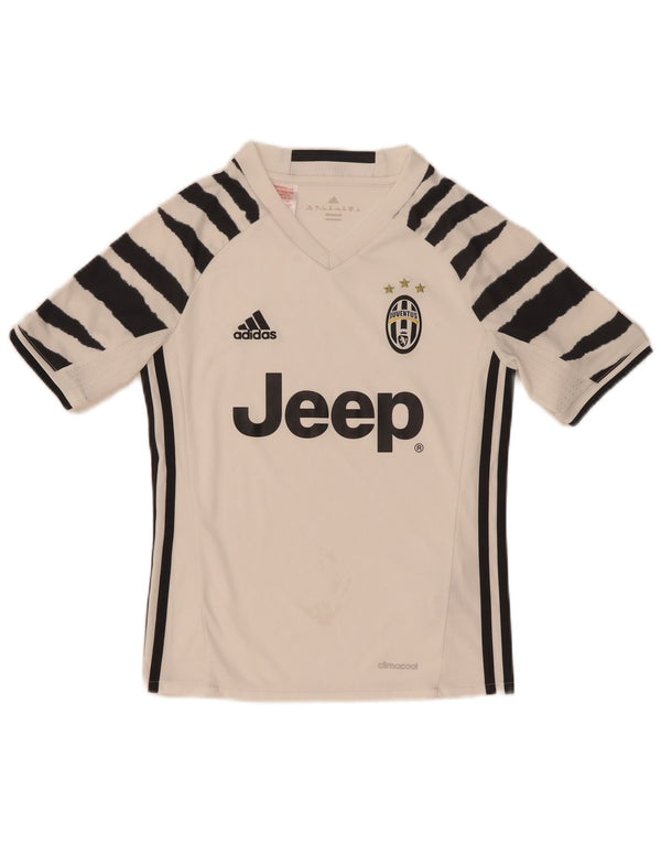 Maglietta grafica Adidas da ragazzo della Juventus, 9-10 anni, in poliestere a righe bianche