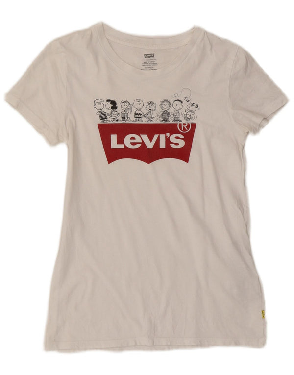 Levi's T-shirt grafica da donna Peanuts Top UK 6 XS cotone bianco