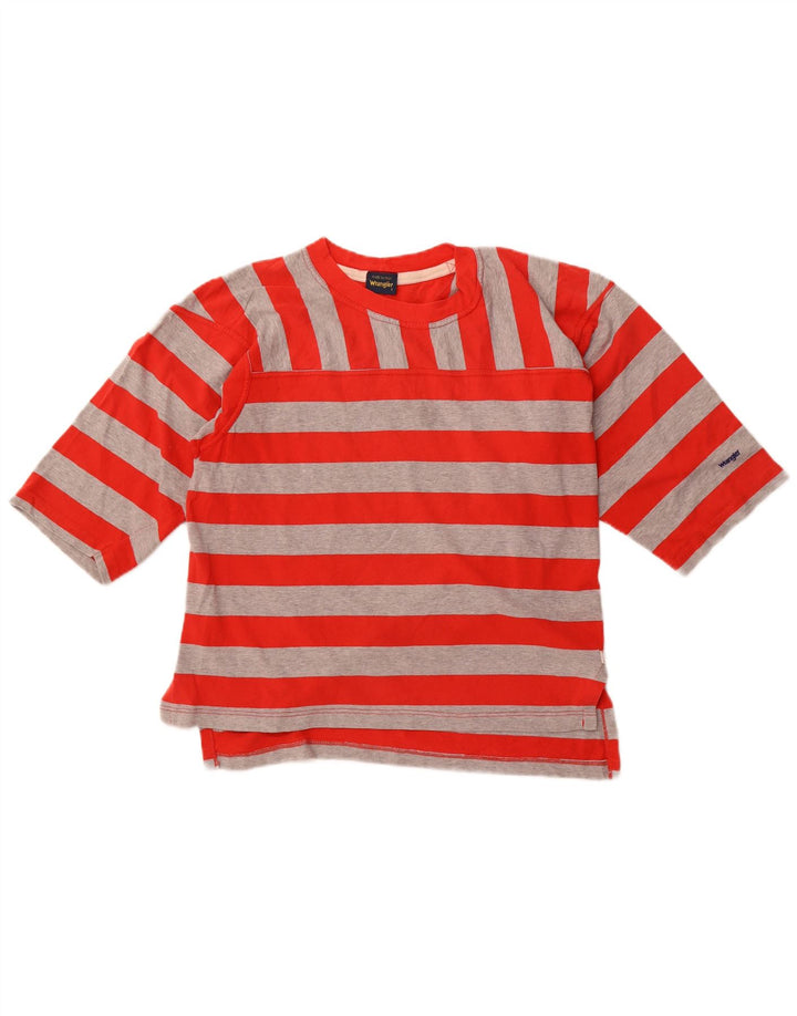 Top oversize da donna Wrangler manica 3/4 UK 10 piccolo rosso a righe