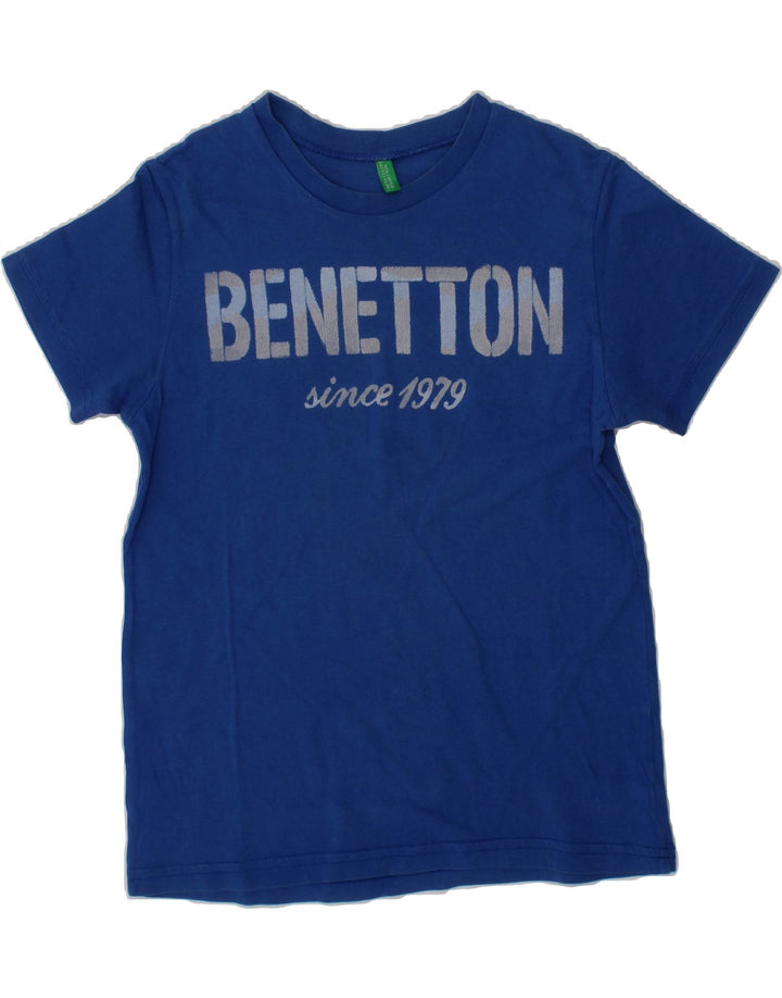 BENETTON Boys Graphic T-Shirt Top 7-8 Years Blue Vintage Benetton and Second-Hand Benetton from Messina Hembry 