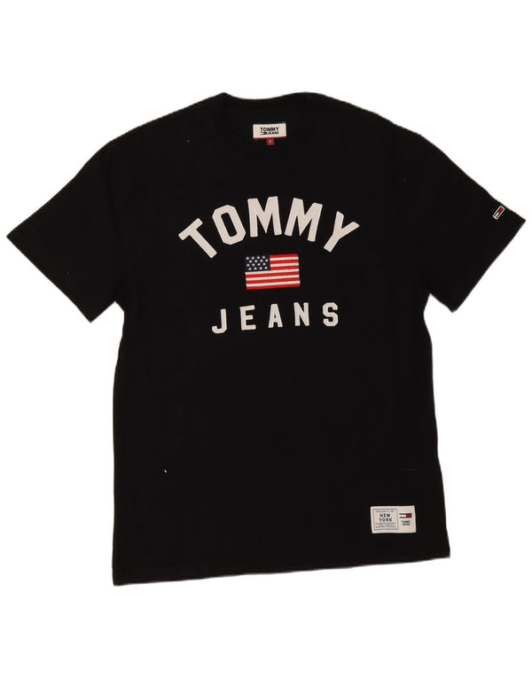 T-shirt grafica da uomo Tommy Hilfiger Top piccola in cotone nero