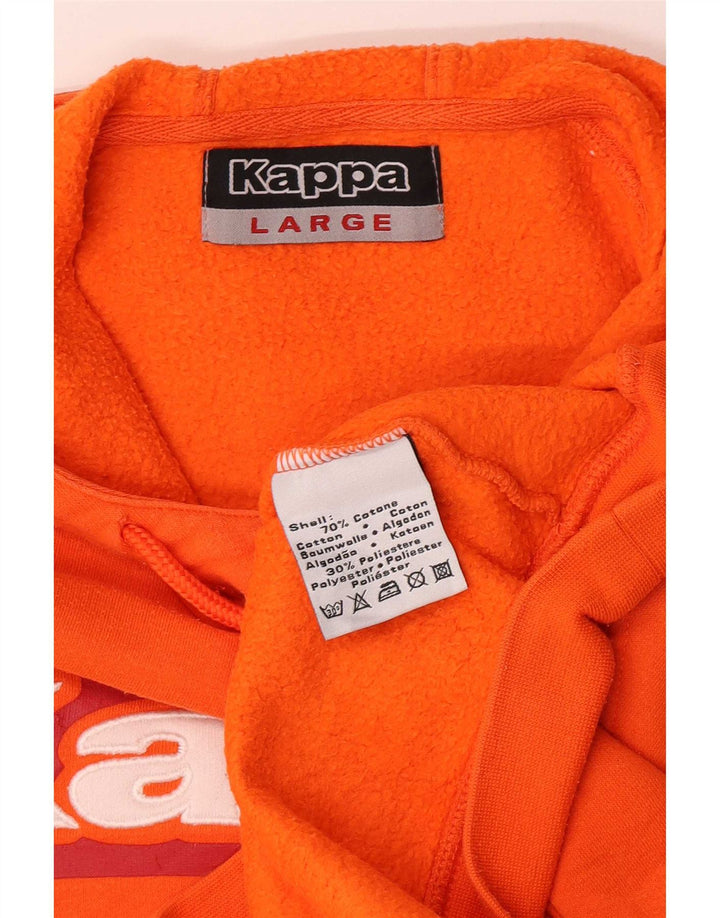 Maglione con cappuccio grafico da uomo Kappa grande in cotone arancione