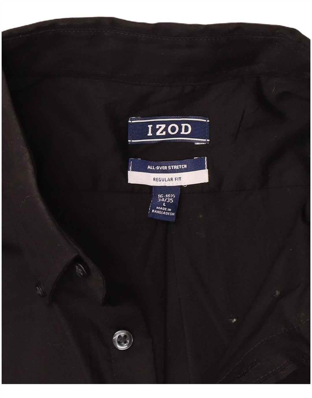 Camicia da uomo elasticizzata vestibilità regolare Izod taglia 16 16 1/2 grande cotone nero