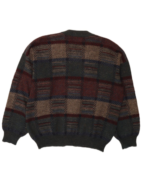 Maglione cardigan da uomo Settebello in mohair a quadri verdi grandi