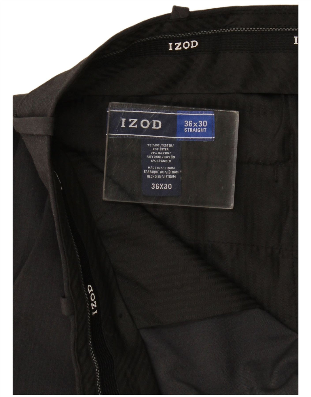 Pantaloni da abito dritti corti da uomo Izod W36 L25 poliestere grigio