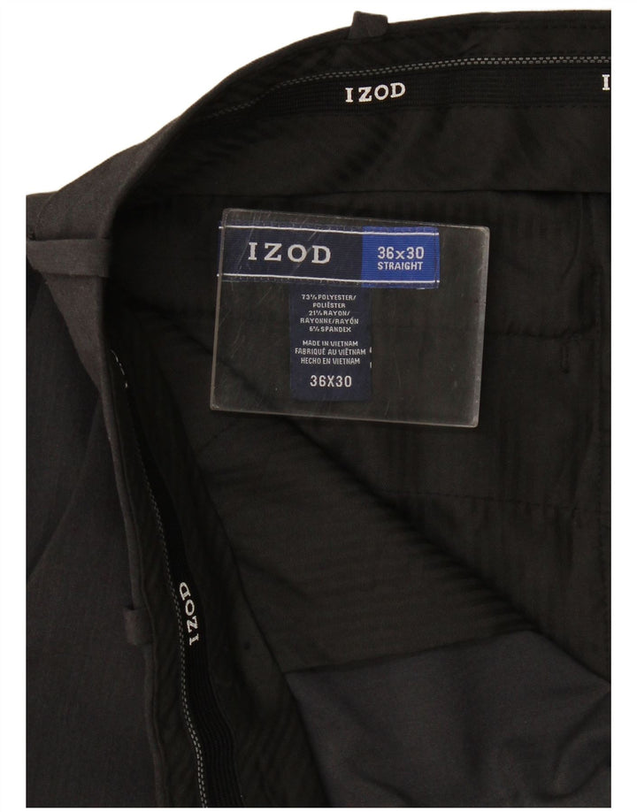 Pantaloni da abito dritti corti da uomo Izod W36 L25 poliestere grigio
