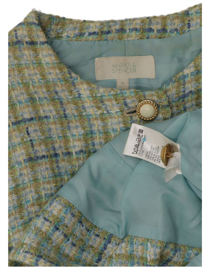 Giacca blazer a 4 bottoni Marks & Spencer da donna UK 18 XL viscosa a quadri verdi