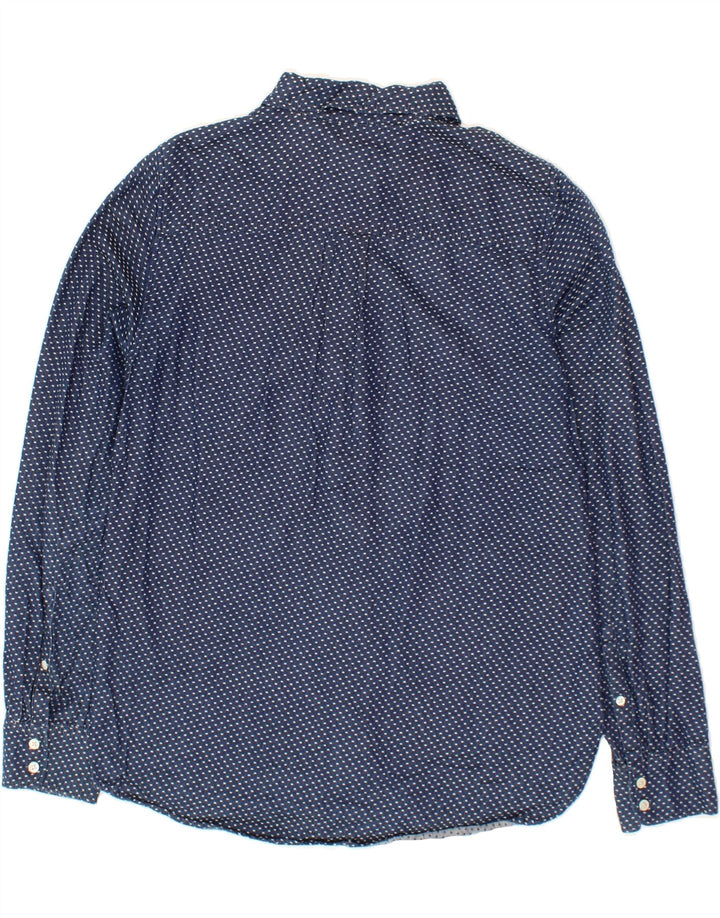 J. CREW Womens Boy Fit Shirt US 8 Medium Navy Blue Spotted Cotton Vintage J. Crew and Second-Hand J. Crew from Messina Hembry 