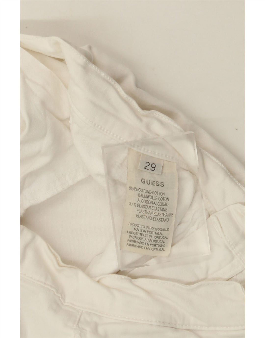 Pantaloni corti dritti da donna GUESS W29 L23 in cotone bianco sporco