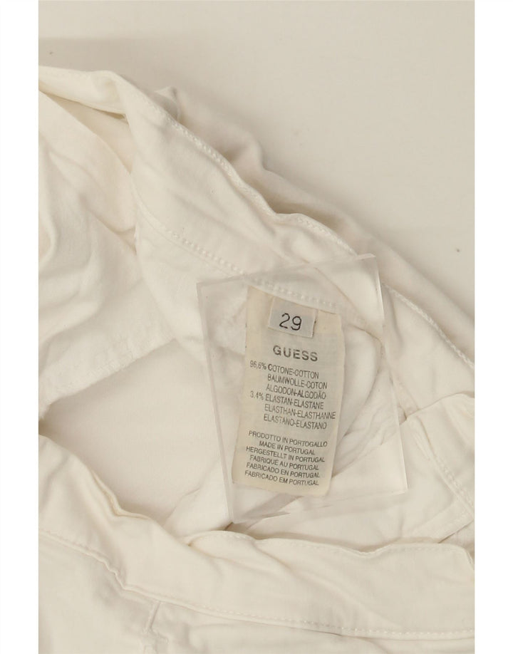 Pantaloni corti dritti da donna GUESS W29 L23 in cotone bianco sporco