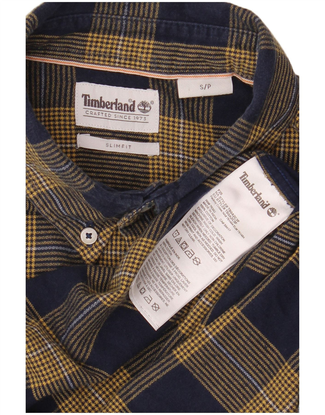 TIMBERLAND Camicia da uomo slim fit in flanella piccola in cotone a quadri blu navy