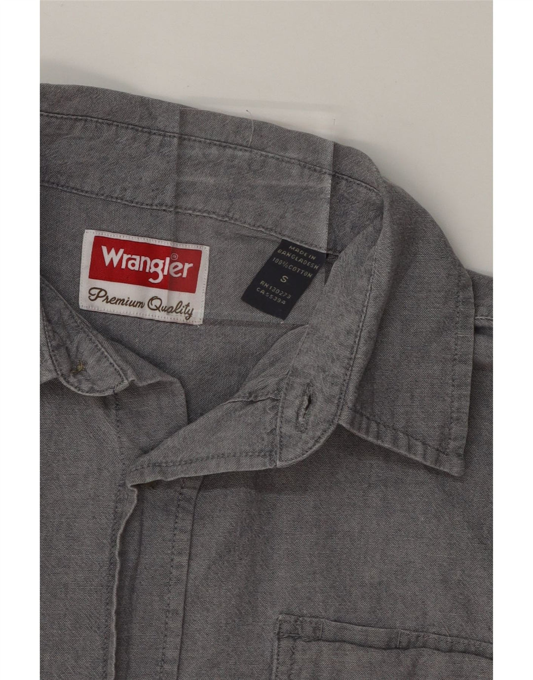 WRANGLER Mens Short Sleeve Shirt Small Grey Cotton Vintage Wrangler and Second-Hand Wrangler from Messina Hembry 