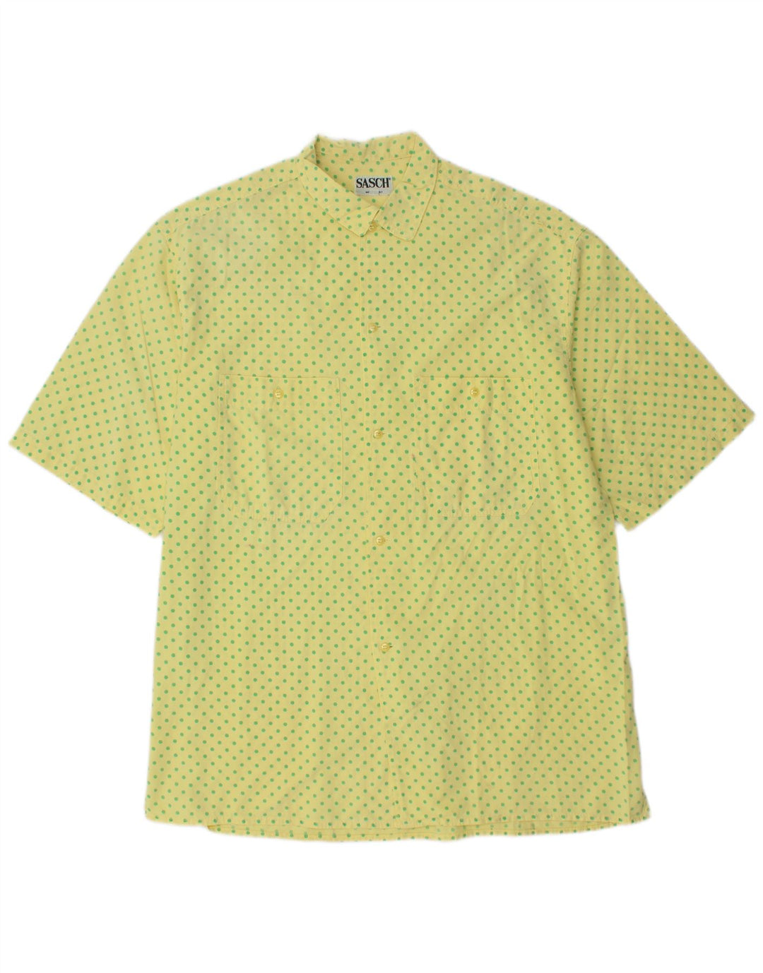 SASCH Camicia a maniche corte da uomo in cotone a pois gialli grandi
