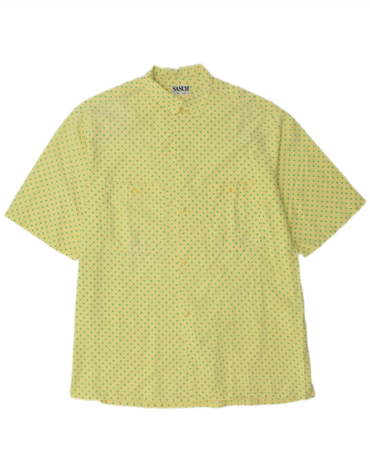 SASCH Camicia a maniche corte da uomo in cotone a pois gialli grandi