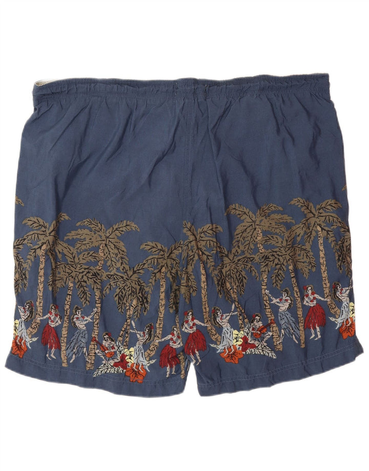Pantaloncini da bagno grafici da uomo Izod medi blu navy floreali in nylon hawaiano