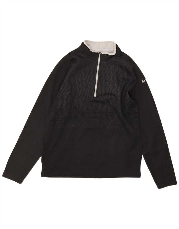 NIKE Felpa da uomo Therma-Fit con collo con zip, maglione medio nero in poliestere