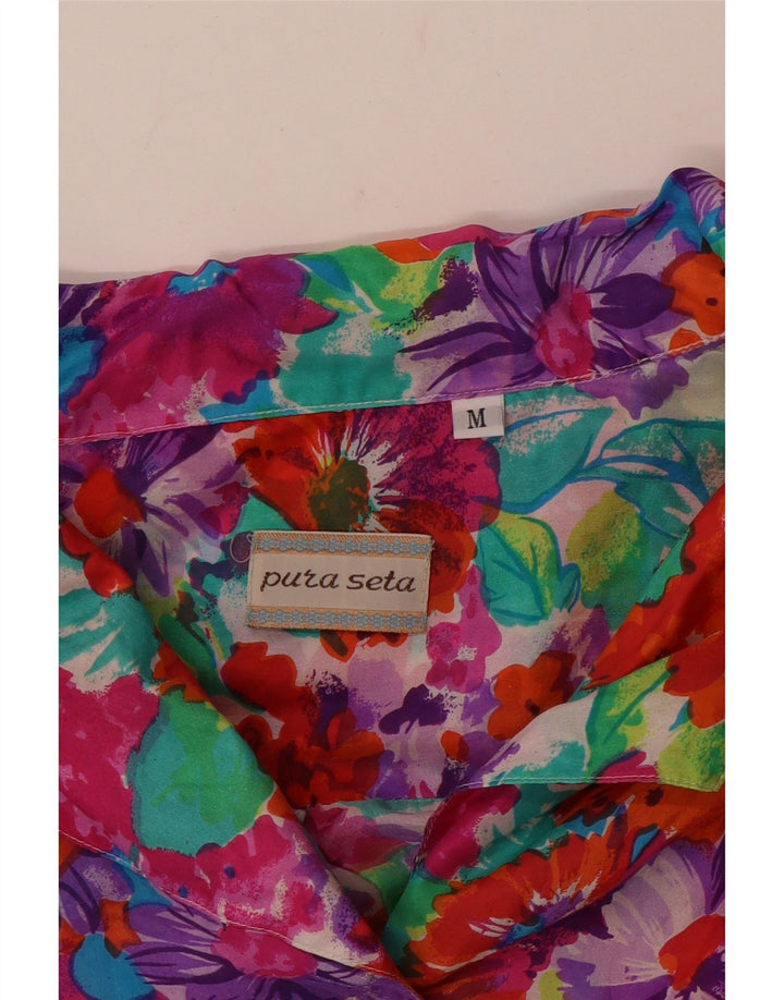 Camicetta da donna a maniche corte VINTAGE UK 14 floreale multicolore medio