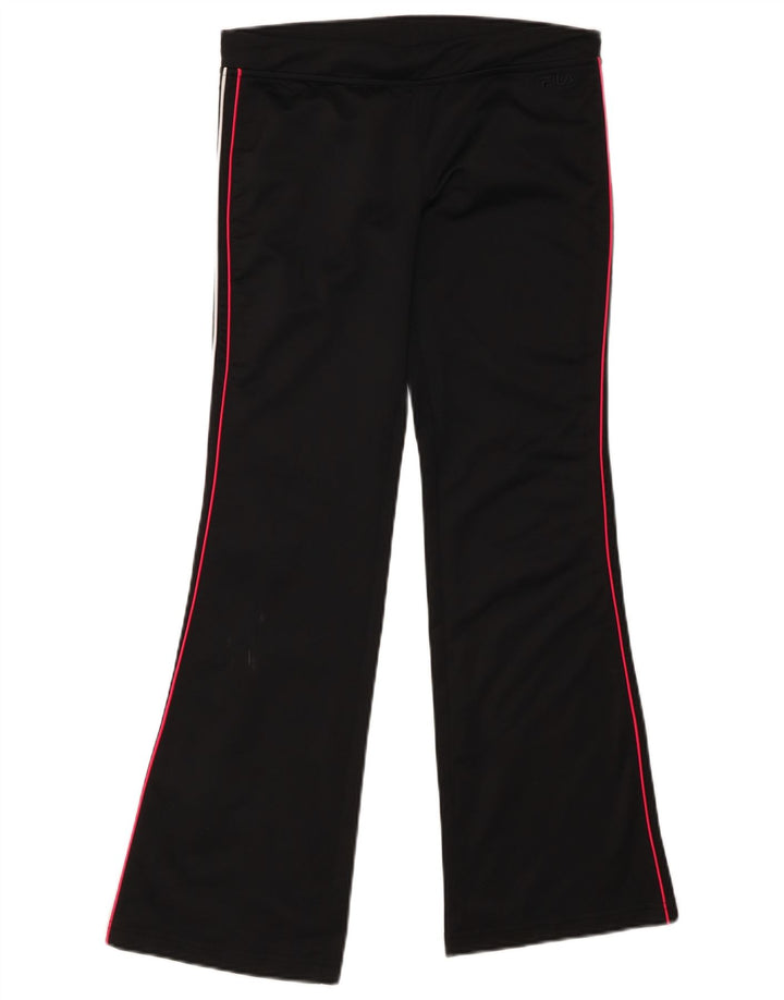 FILA Womens Flare Tracksuit Trousers UK 10 Small Black Polyester