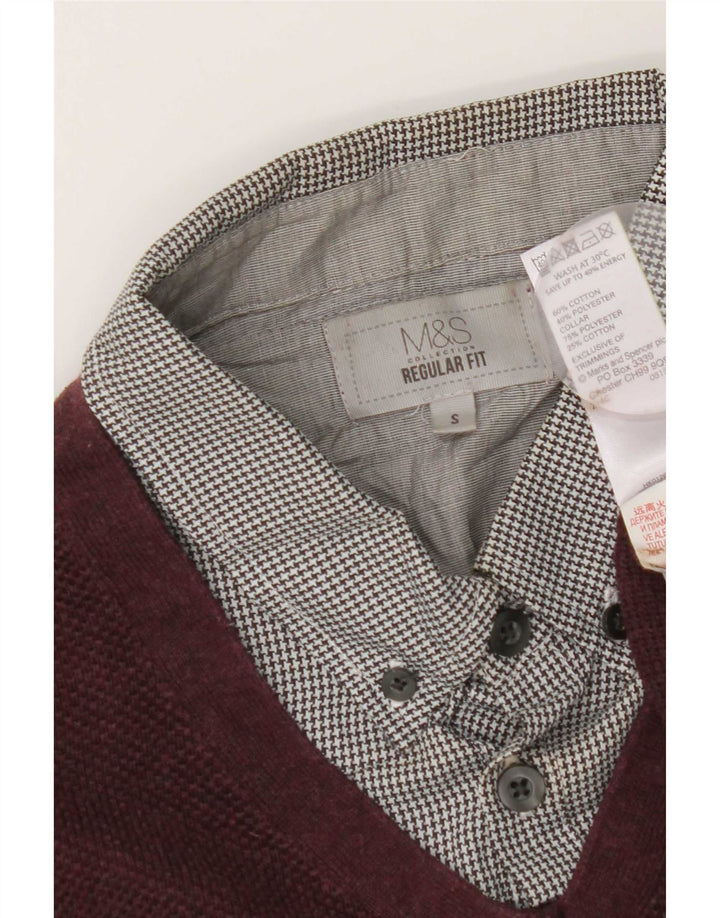 Maglione da uomo Marks & Spencer vestibilità regolare con collo alto piccolo bordeaux
