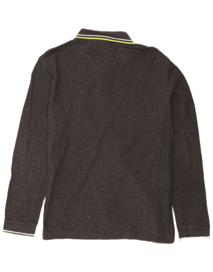 Polo da uomo a maniche lunghe Fila in cotone grigio medio