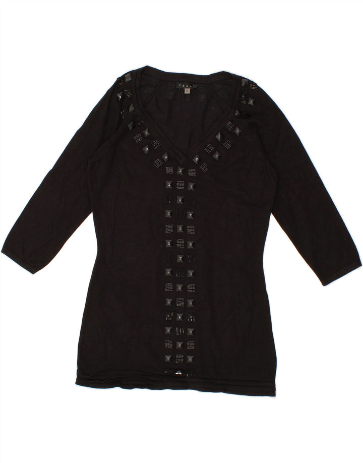 COAST Womens Top 3/4 Sleeve UK 12 Medium  Black Viscose Vintage Coast and Second-Hand Coast from Messina Hembry 