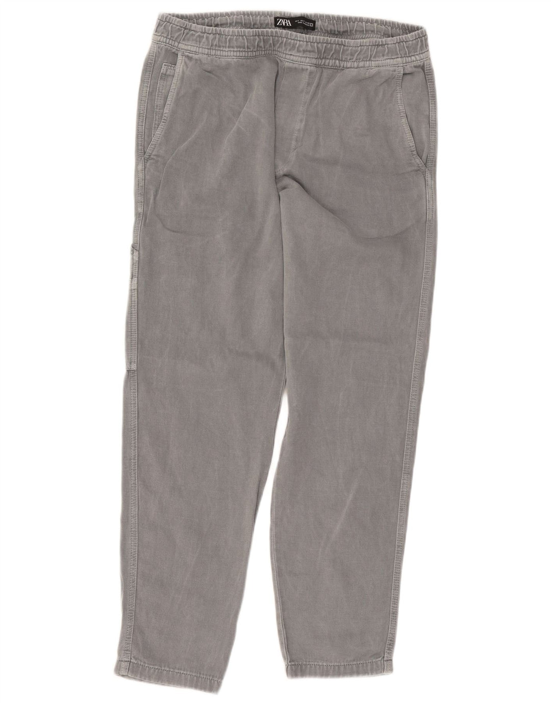 Pantaloni cargo dritti da donna ZARA grandi W32 L29 cotone grigio