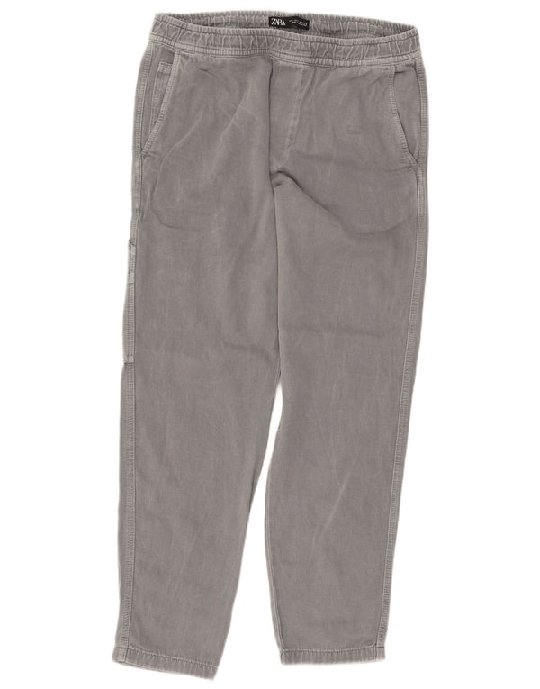 Pantaloni cargo dritti da donna ZARA grandi W32 L29 cotone grigio