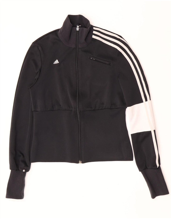 Giacca da ginnastica corta da donna Adidas UK 14 Medium Black Colourblock