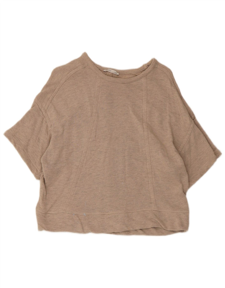 Felpa oversize a maniche corte da donna Zara UK 10 piccola Beige