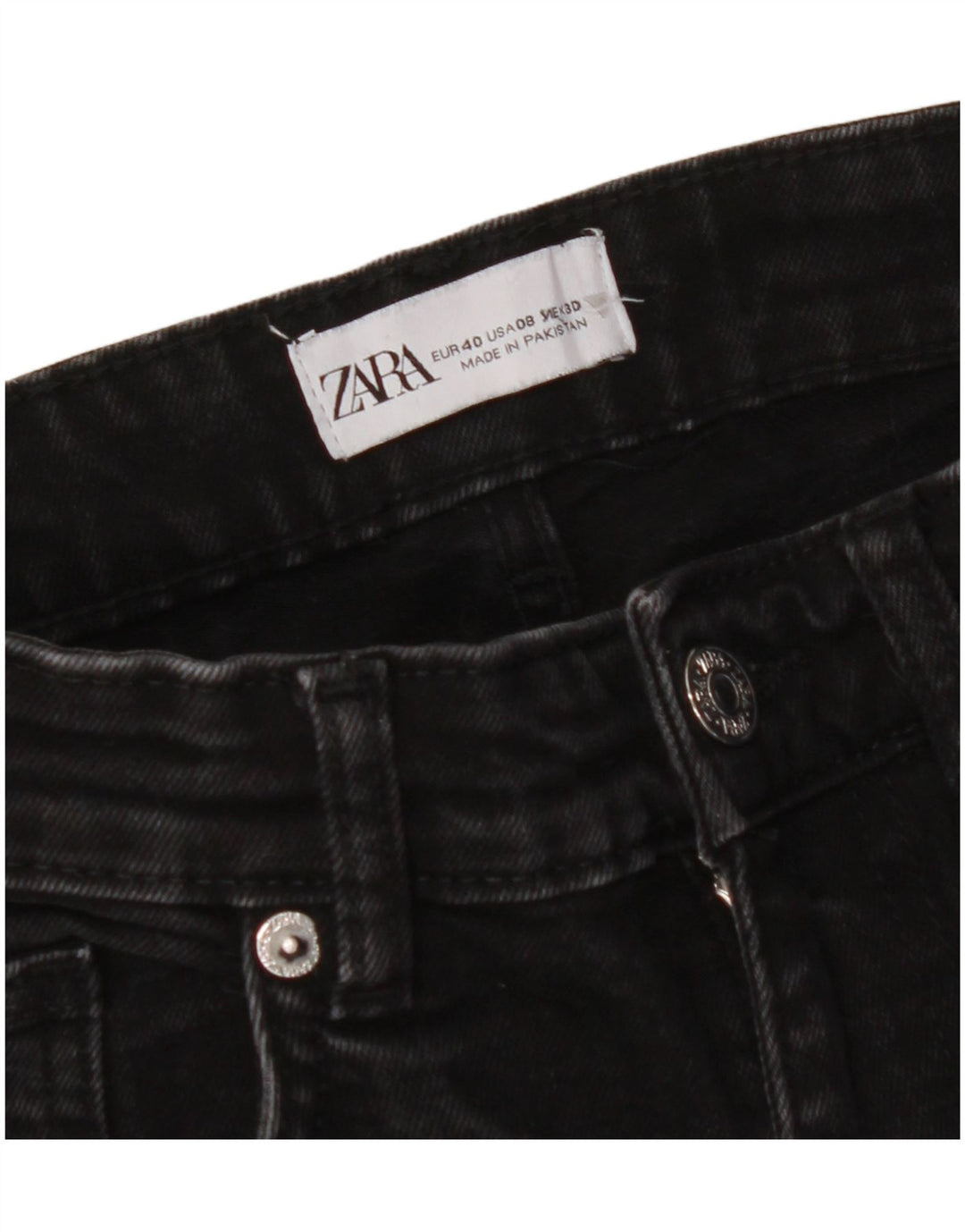 Jeans corti da donna ZARA EU 40 medi W30 L24 neri