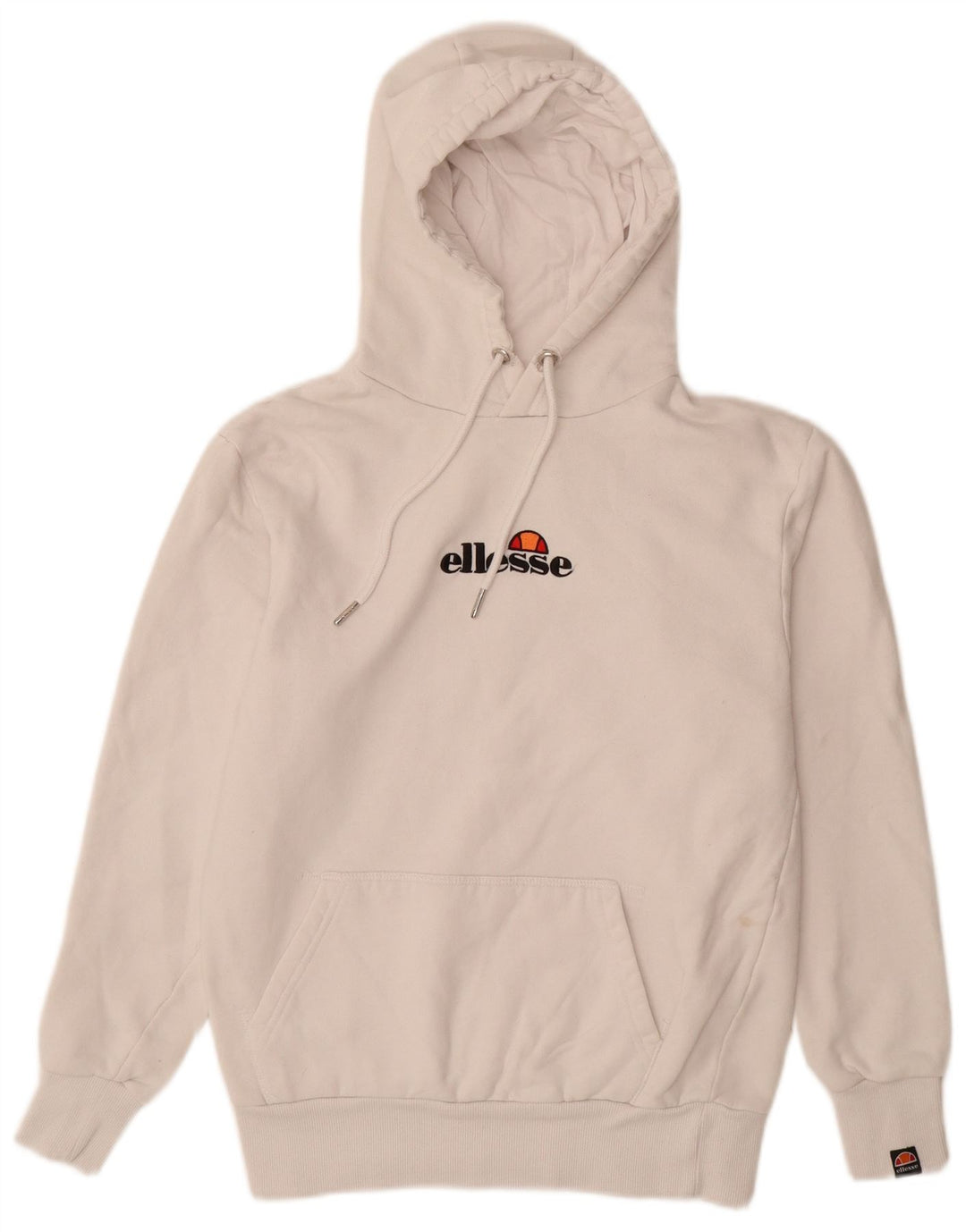 ELLESSE Felpa con cappuccio grafica da uomo, piccola, in cotone bianco sporco