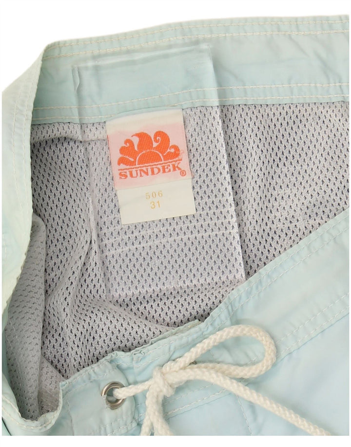 Pantaloncini da bagno da uomo SUNDEK in nylon color block blu medio