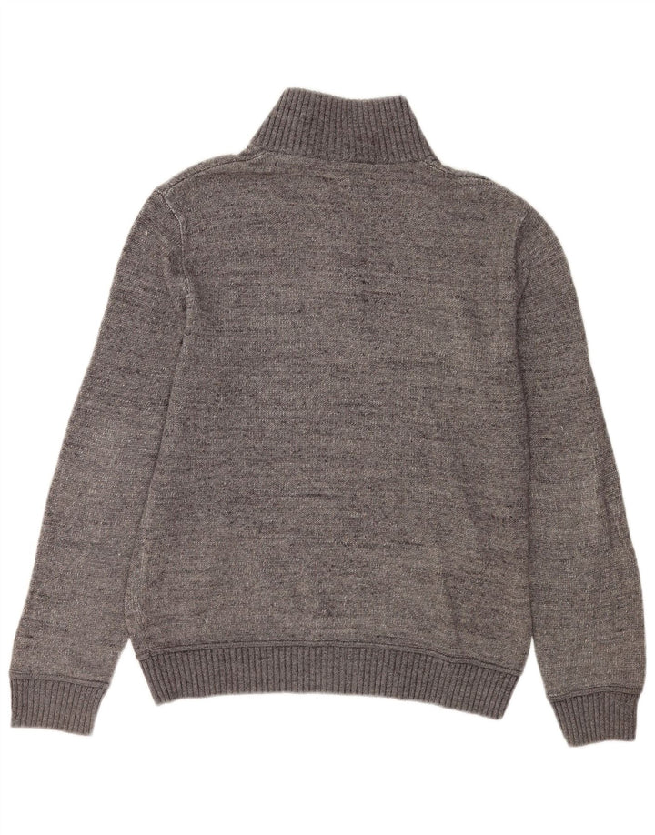 Gap Felpa da uomo con collo abbottonato Maglione in cotone chiazzato grigio medio
