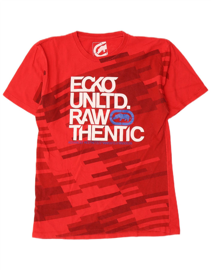 T-shirt grafica da uomo Ecko Unltd Top piccolo cotone geometrico rosso