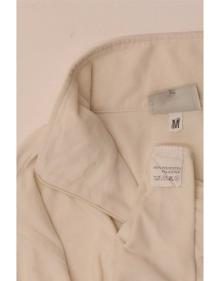 Maglione in pile da donna Asics con collo con zip UK 14 poliestere bianco medio
