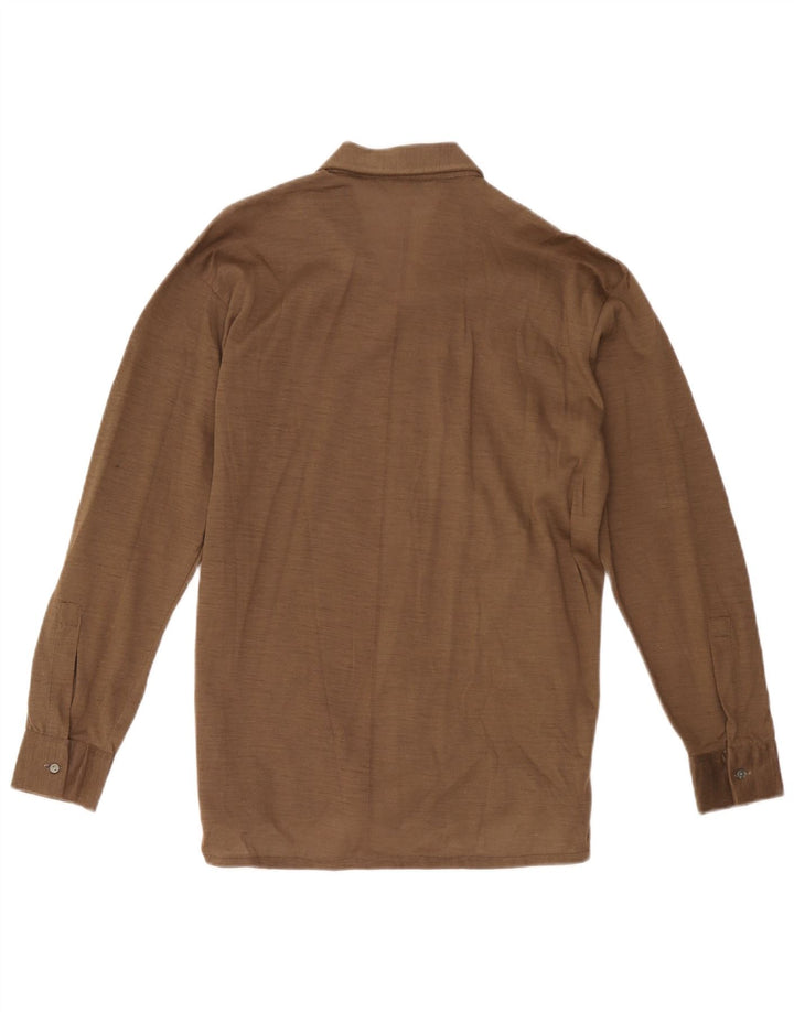 Camicia da uomo vintage taglia 39 in lana marrone medio