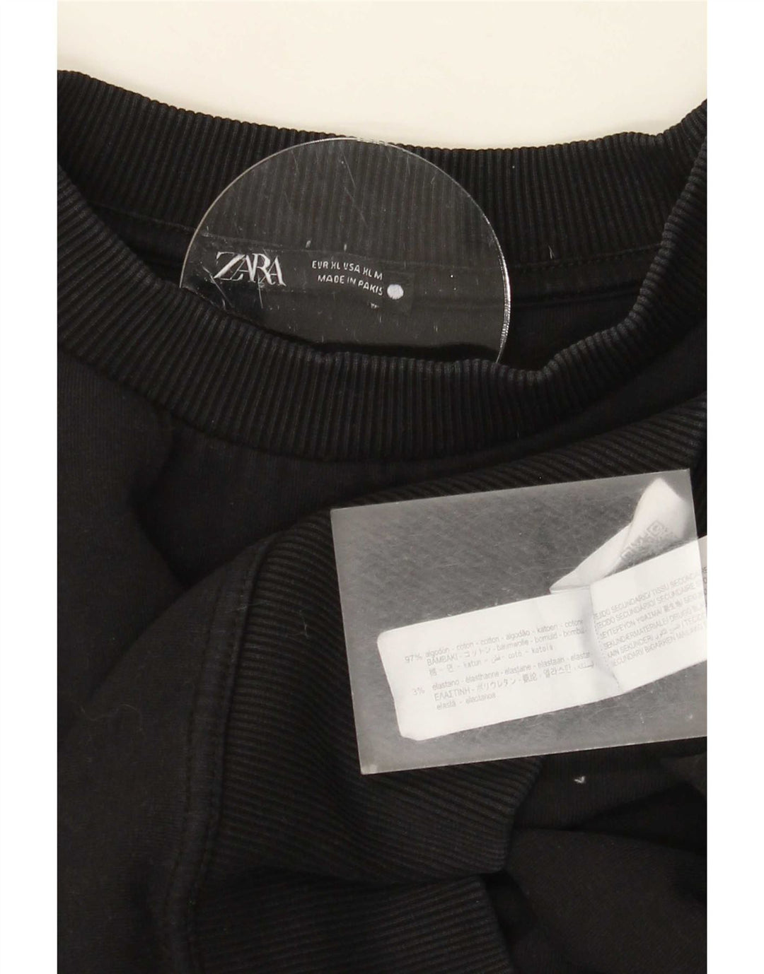 Felpa Zara da uomo a maniche corte maglione XL cotone nero