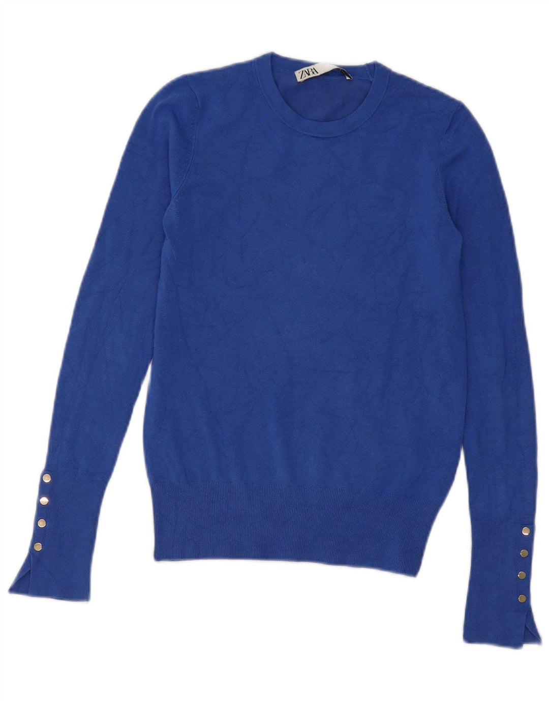 Maglione maglione girocollo da donna Zara UK 10 piccolo viscosa blu