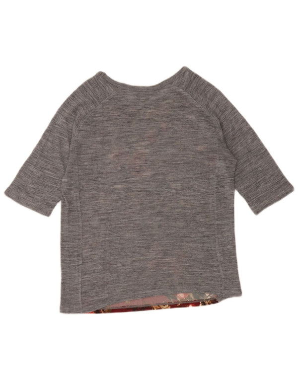 Top Zara Trafaluc da donna manica 3/4 UK 12 Grigio medio floreale