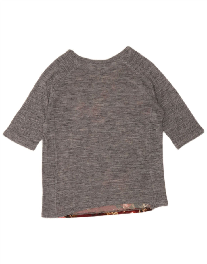 Top Zara Trafaluc da donna manica 3/4 UK 12 Grigio medio floreale